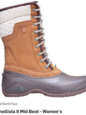 The North Face Women's Mid-Cut Winter Boot in Tan, Cream & Gray